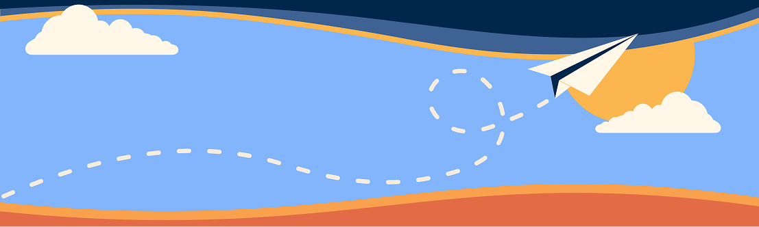 Paper plane flying grahic banner